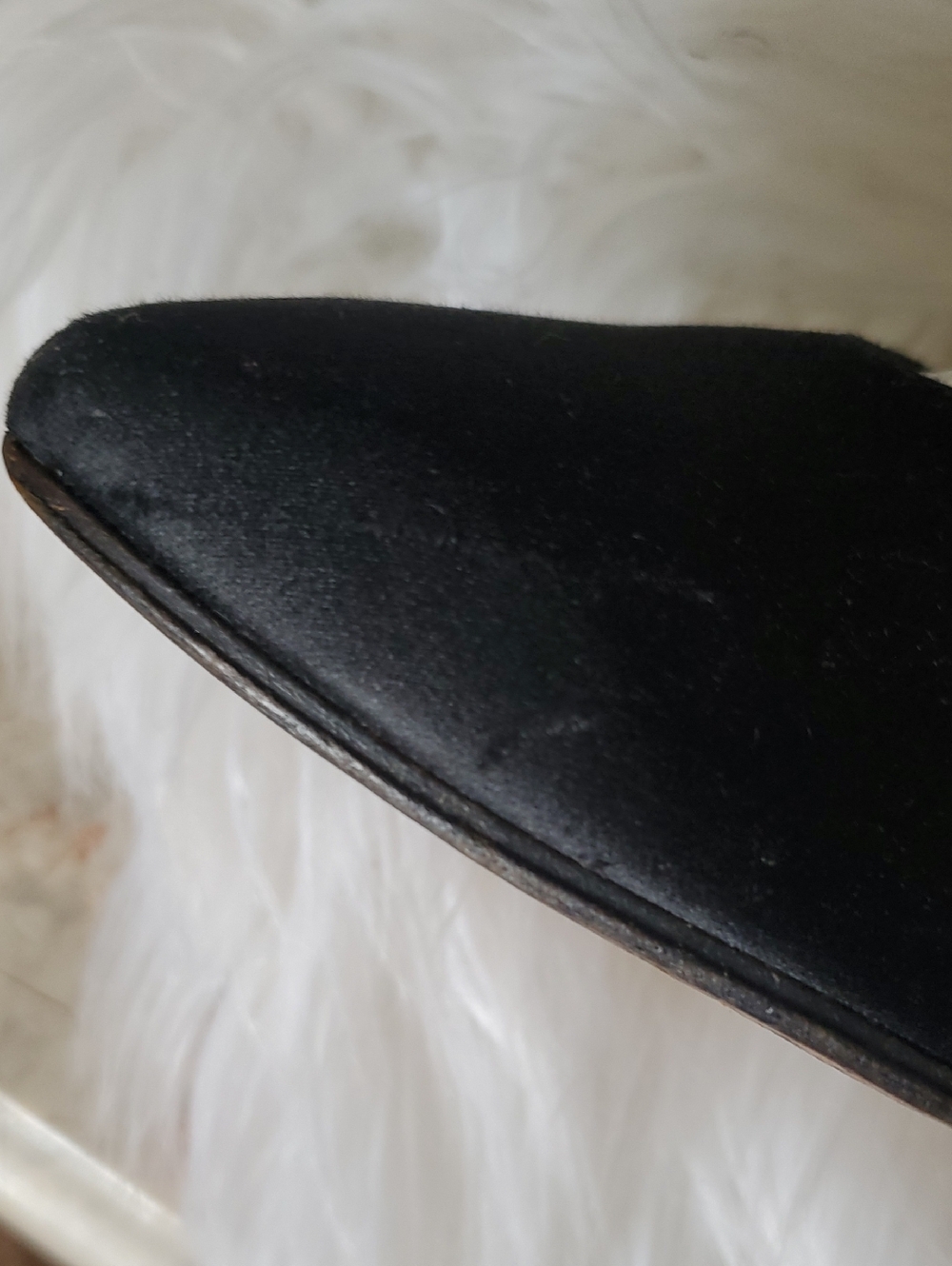Yves saint laurent black  satin heel pumps slipon shoes size 7.5M - Picture 16 of 16